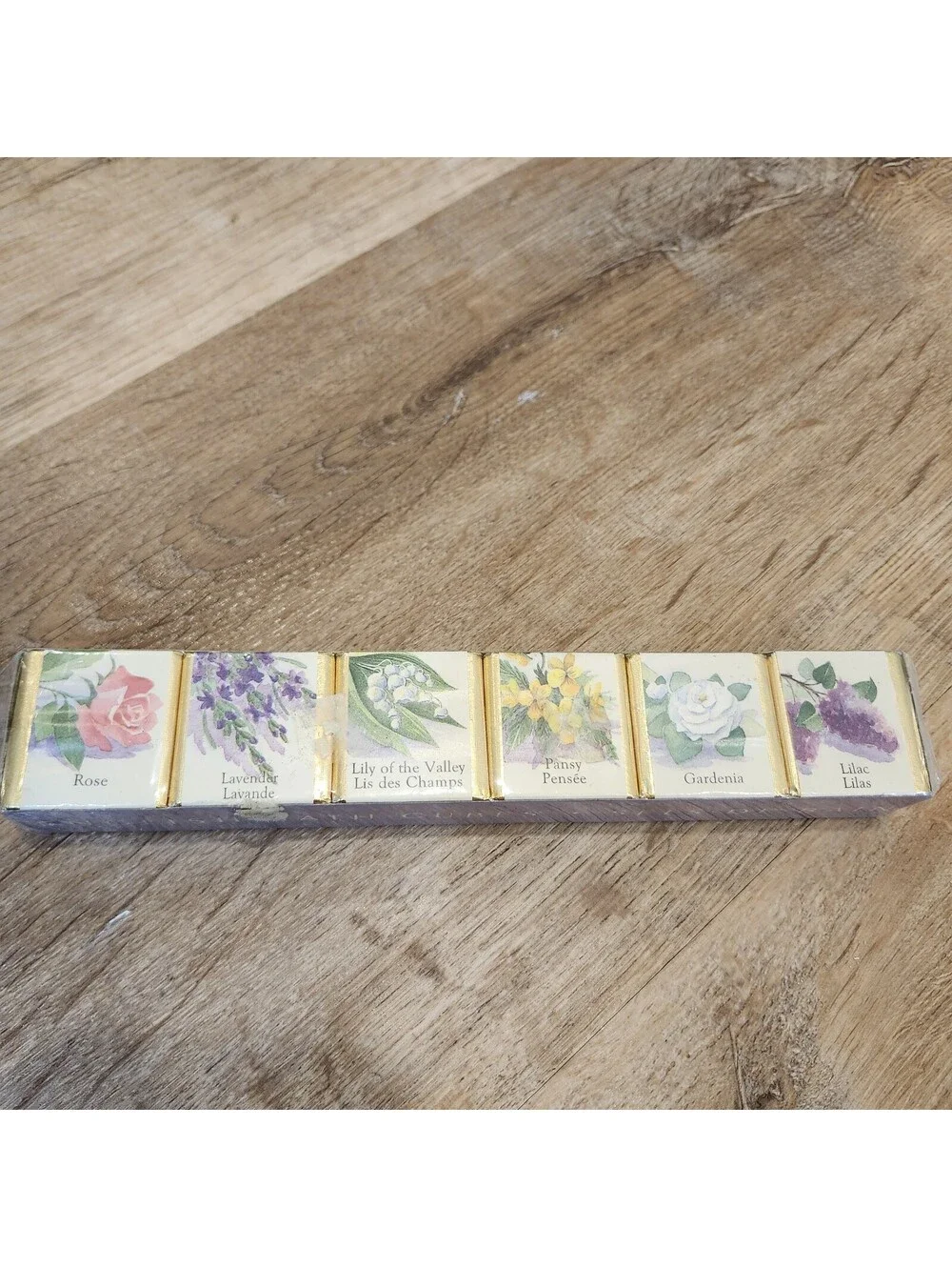 Vtg English Bath Cube Set Of 6 Floral Scents 9 oz Rose Lilac Lavender Lily Pansy
